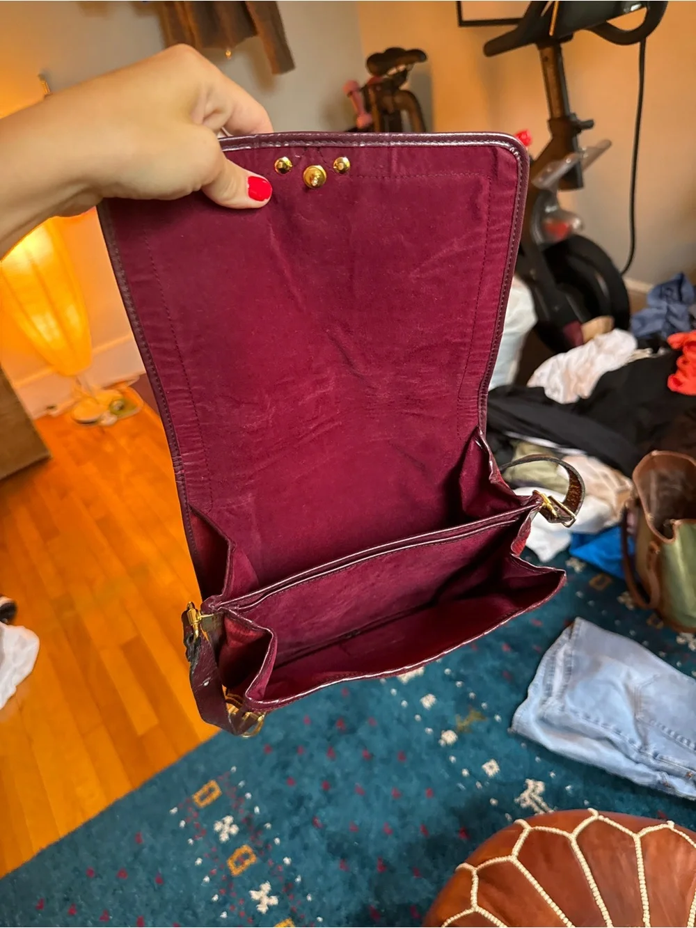 Vintage Burgundy Shoulder Bag - Women's Crossbody